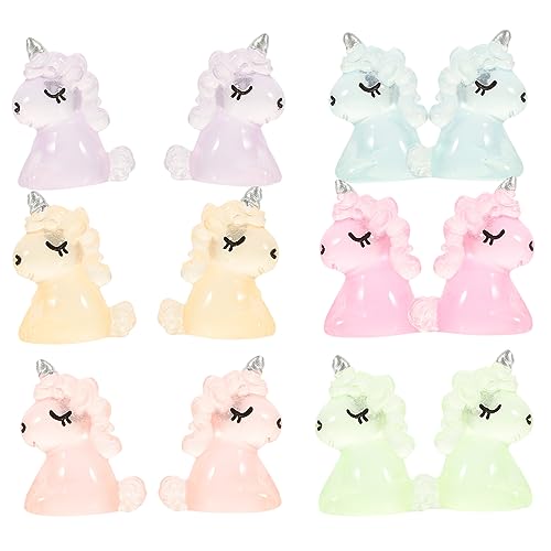Mobestech 12 Stück Teiliges Glow in The Dark Einhorn Deko Niedliche Einhorn Figuren für Kreatives DIY Fahrzeug und Wohnraumdekoration von Mobestech