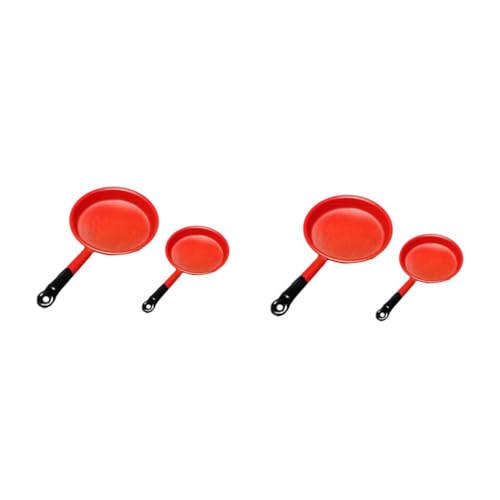 Mobestech 2 Sätze 2 Sets Mini Pfanne Brattopf Bratpfanne Metallpfannen Miniatur Metallpfannen Küchenkochgeschirr Im Maßstab 1/12 Miniatur Kochgeschirr Miniatur 2 Stück * 2 von Mobestech