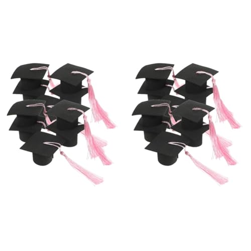 Mobestech 2 Stück Abschluss Glückwunsch Abholen Abschlusskappe Für Cupcakes Grad-mütze-kuchen-ornament Mini-abschlusskappen Zum Basteln Topper Party Polyester Black von Mobestech