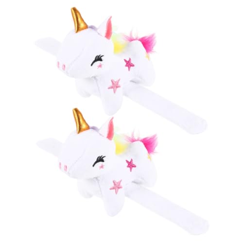 Mobestech 2 Stück Einhorn Armbänder Tiere Ausgestopfte Weiche Ohrfeige Süßer Plüsch Für Tier Armbänder Tier Armbänder Einhorn Geburtstagsdekorationen Weiße Pp Baumwolle von Mobestech