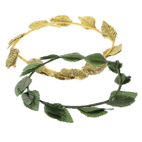 Mobestech 2 Stück Elegante Blattkrone Haarreif Teiliges für Bräute Cosplay und Partys Griechischer Römischer Kopfschmuck Gold und Grün Eye Catching Haarschmuck für Besondere Anlässe von Mobestech