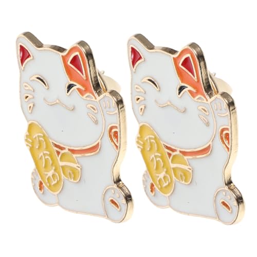 Mobestech 2 Stück Glückskatzenbrosche katzen schmuck Mode mit Tierabzeichen Emaille-Katzennadel kawaii Brosche Katzennadeln für Rucksäcke Katze Emaille Brosche Katze-Emaille-Stifte Legierung von Mobestech