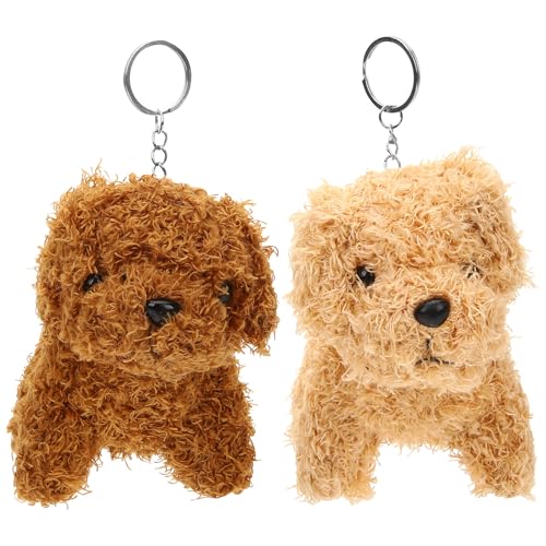 Mobestech 2 Stück Plüsch-hundespielzeug, Stofftierspielzeug, zum Aufhängen an Der Tasche, Anhänger für Jungen Und Mädchen, Kinder (Aprikose + Braun) von Mobestech