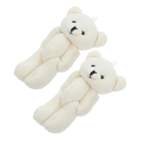 Mobestech 2 Stück Puppe Bär Puppe Kleiner ausgestopfter Bär Valentinstagbären Mini-Kuscheltiere Masse Minibären Masse Goody Bag Stuffers Mini-Bär Stofftier winzig Bärenschmuck Plüsch Beige von Mobestech