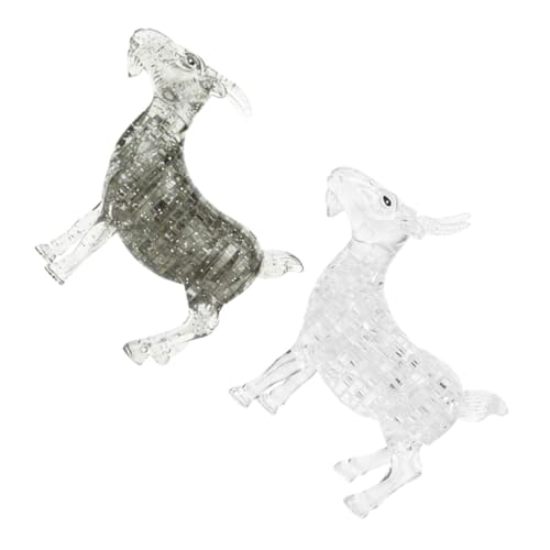 Mobestech 2 Stück Teiliges Ziegen Dekorationsset Puzzle Ziege Skulptur für Stilvolle Tischdekoration im Wohn und Bürobereich Moderne Kunstfigur und Transparent von Mobestech