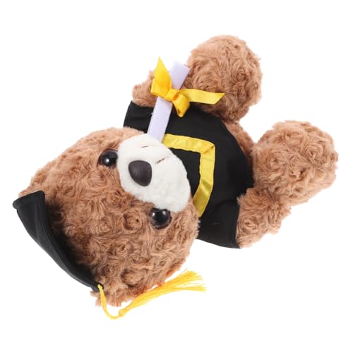 Mobestech 2025 Abschlussbär Puppe Partygeschenk Feier Souvenir Gefülltes Plüschornament Abschlussdekor Abschlussparty Zubehör Abschlussplüsch Sammlerstück Gelb Pp Baumwolle von Mobestech
