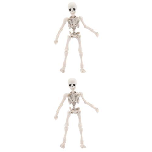Mobestech 2st Skelett Mann Modell Figur Spukhaus Requisiten Spinnennetz-halloween- Menschlich Animatronik Skelette Körper Tot Halloween Dekoratives Skelett Vampirzähne Hai Plastik Weiß von Mobestech