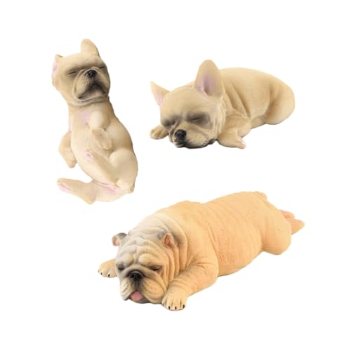 Mobestech 3 Stück Teiliges Schlafende Bulldoggen Figuren Kunststoff Hunde Modell Deko Realistische Tierstatue für Schreibtisch Mobestech 3 Stück Teiliges Schlafende Bulldoggen Figuren Kunststoff Hunde Modell Deko Realistische Tierstatue für Schreibtisch von Mobestech