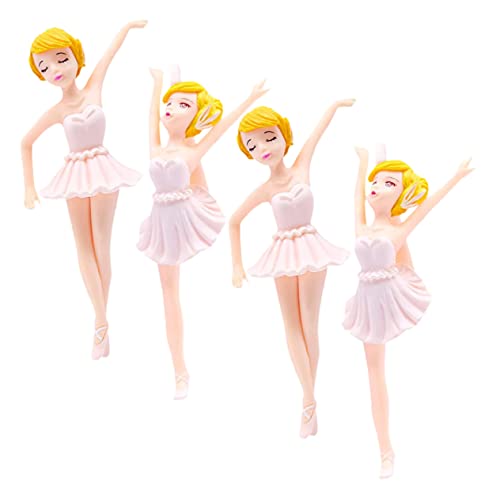 Mobestech 4 Stück Cupcake Topper Ballettmädchen Figur für Geburtstagskuchen und Partys Deko für Tanzfestlichkeiten Wiederverwendbar und Dekorativ von Mobestech