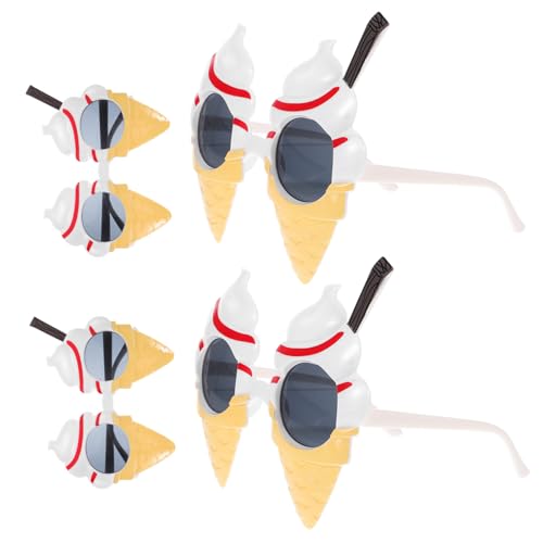 Mobestech 4 Stück Eiscreme Brillen Lustige Partybrille für Sommerfeiern Geburtstagsfeiern und Fotoshootings Kreative Strandbrille aus Material Bequeme und Einzigartige Foto Requisiten von Mobestech