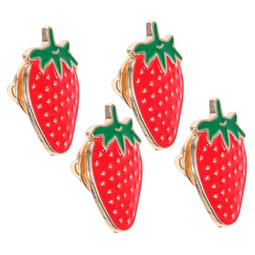 Mobestech 4 Stück Fruchtbrosche sommer pin Modestift Erdbeer-Accessoires Damen Erdbeer-Partygeschenk Erdbeer Zeug Erdbeer-Anstecknadel Erdbeerstifte Erdbeernadel Stellnadel Zinklegierung rot von Mobestech