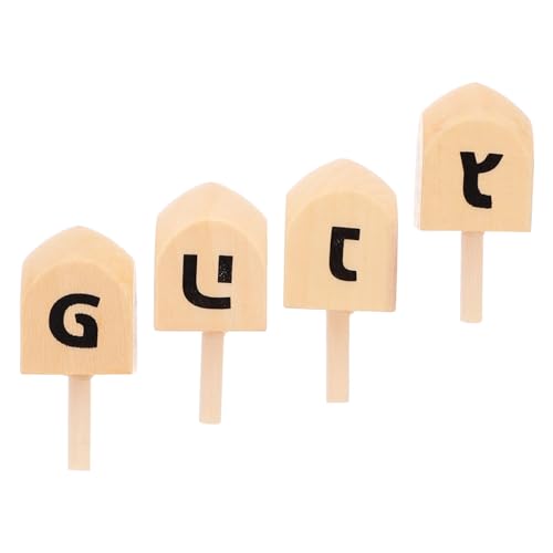 Mobestech 4 Stück Holz Dreidel für Chanukka Handbemalte Holz Spiele für DIY Bastelbedarf Festtagsdekoration und für Chanukka Partys und Geburtstagsfeiern von Mobestech