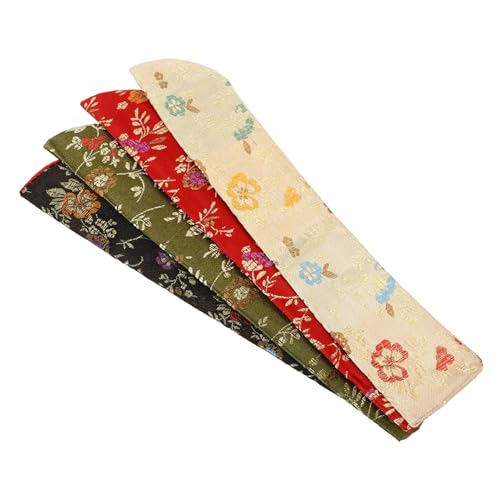 Mobestech 4 Stück Japanische Fächerhülle Eleganten Mustern Leichte Faltfächertasche aus Strapazierfähigem Material Kompakt und Handlich für Handfächer Papierfächer und Faltbare Ventilatoren von Mobestech