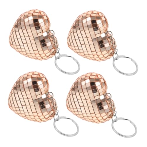 Mobestech 4 Stück Mini Disco Ball Schlüsselanhänger Rosegold Herzförmige Spiegelkugel Anhänger Kleine Deko für Taschen Rucksäcke und Partygeschenke Glänzende Kreative Design Accessoires Mobestech 4 Stück Mini Disco Ball Schlüsselanhänger Rosegold Herzförmige Spiegelkugel Anhänger Kleine Deko für Taschen Rucksäcke und Partygeschenke Glänzende Kreative Design Accessoires von Mobestech