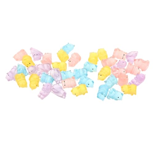 Mobestech 40 Stück Leuchtende Miniatur Bärenfiguren aus Resin Nachtleuchtend Langlebig Vielseitig für Puppenhaus Garten Aquarium Auto und Tischdeko Wiederaufladbar durch Sonnenlicht von Mobestech