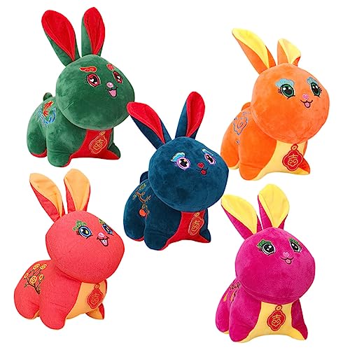 Mobestech 5Stücke Teiliges Kaninchen Maskottchen Hasen Puppen Bunten Farben Süße Für Frühlingsfest Und Neujahr von Mobestech