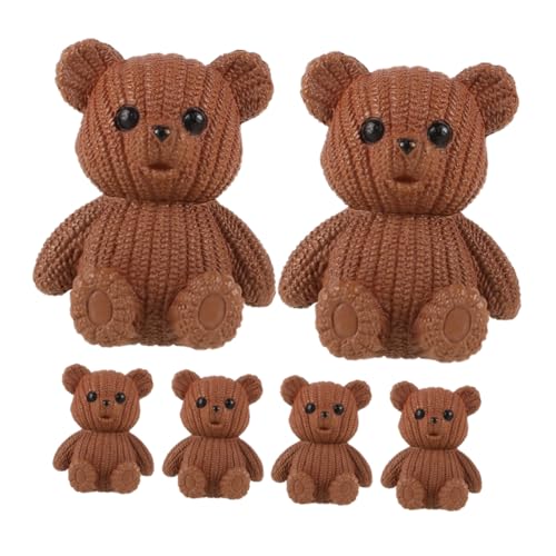 Mobestech 6 Stück Teddybären -Ornamente Minibär Bärenfiguren Mini -Figur Kleine Bären Süße Tierfigur Bär Figur PVC von Mobestech