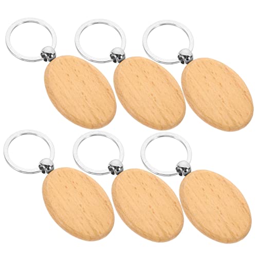 Mobestech 6 Stück Teiliges Holz Schlüsselanhänger Rohlinge aus Buchenholz zum Bemalen und Gravieren DIY Holzanhänger für Schlüssel Taschen Rucksäcke Kreative Bastelprojekte Stabile Holz von Mobestech
