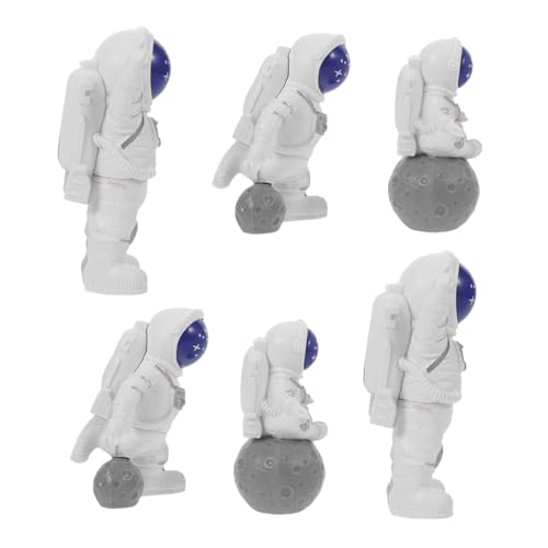 Mobestech 6 Stück Teiliges Mini Astronaut Resin Detailreiche Weltraum Figuren Lebendige Kuchen Dekoration für Geburtstagsfeier Planet Themenparty Einzigartige Cupcake Topper Kreative Party von Mobestech