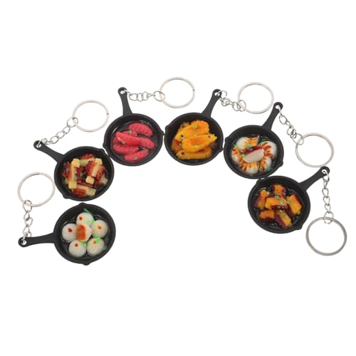 Mobestech 6 Stück Teiliges Mini Food Schlüsselanhänger Lustige Pfannen-anhänger mit Bratwurst Garnelen Teigtasche Kleine Taschen Handtaschen-anhänger Originelle Partygeschenke und Deko von Mobestech