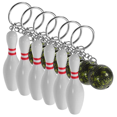 Mobestech 6Stücke Bowling Pin Schlüsselanhänger mit Gefälligkeiten für Bowling Partys Schlüsselbund mit und Pin Geschenkidee für Sportliebhaber von Mobestech