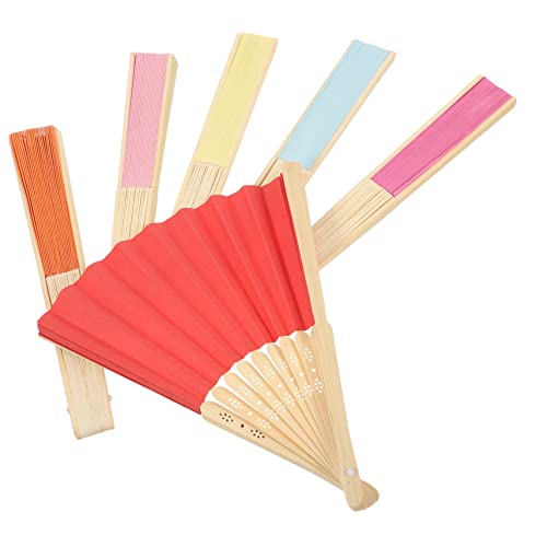 Mobestech 6Stücke DIY Faltbare Papierfächer für Leere Klappventilatoren zum Malen Bunte Bastelideen für Partys und Wohnraumdekoration Papier und Bambusmaterial von Mobestech