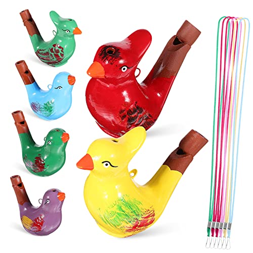 Mobestech 6Stücke Keramik Vogelpfeifen Handgemachte Vogelrufpfeifen Pfeifenspielzeug Aus Keramik Mit Schlüsselbändern Lernspielzeug Und Geburtstagsgeschenk Gemischter von Mobestech
