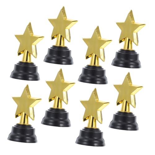 Mobestech 8 Stück Fünfzackiger Stern Trophäe Mini Trophäe Kleine Trophäe Basketball Trophäen Trophäe Auszeichnung Trophäe Cup Sportturniere Party Trophäe Teilnahme Trophäe Goldener von Mobestech