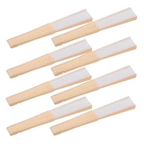 Mobestech 8 Stück Teiliges Faltbare Weiße Papierfächer aus Holz und Papier Handlicher Leichter DIY Handfächer für Kunstprojekte Kindergarten Aktivitäten Sommerkühlung und Hochzeitsgeschenke von Mobestech
