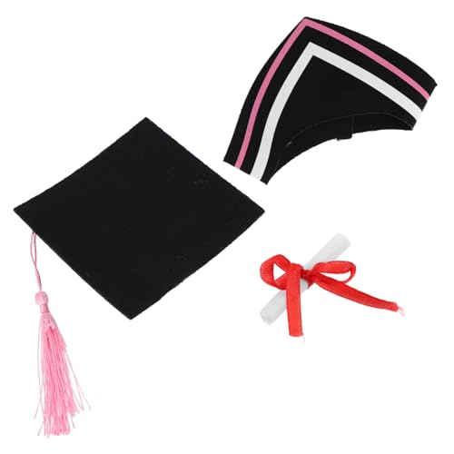 Mobestech Abschlussbär-outfit Abschlussbärentuch Abschluss Bär Abschluss-stofftier Mini-abschlusskappen Für Stofftiere Kleidung Für Stofftiere Grad-hut- Papier Rosa von Mobestech