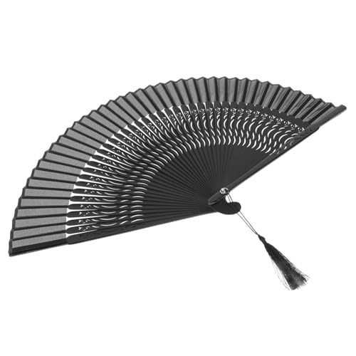 Mobestech Faltbarer Chinesischer Handfächer Quaste Schwarzer Tanzfächer aus Stabilem Material Handlicher Faltventilator für Sommer Party Dekoration und Cosplay Mobestech Faltbarer Chinesischer Handfächer Quaste Schwarzer Tanzfächer aus Stabilem Material Handlicher Faltventilator für Sommer Party Dekoration und Cosplay von Mobestech