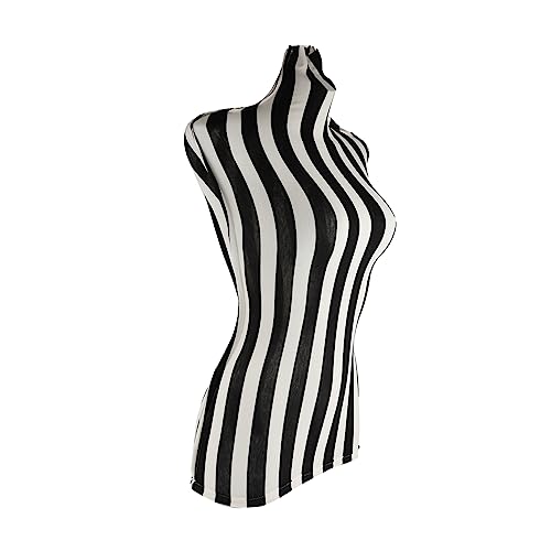 Mobestech Halbfigur Mannequin Bezug Aus Schwarzem Und Weißem Gestreiftem Baumwollstoff Ersatzcover Für Weibliche Schaufensterpuppen Ideal Für Modepräsentationen Und Styling Demonstrationen von Mobestech