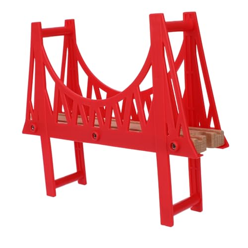 Mobestech Holz- -Zug Holztrennstrecken plarail Holzstrecke Bahngleis Waggonzug Schienen Holzzüge Eisenbahnbrücke Holzeisenbahn-Zubehör, Cross-Eisenbahn- Modell y hölzern rot von Mobestech