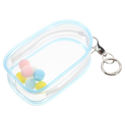 Mobestech Klarer Puppen Display Organizer mit Reißverschluss Tragbare Transparente Aufbewahrungstasche für Mini Figuren und Sammlerstücke mit Schlüsselanhänger und Plüschanhänger für von Mobestech
