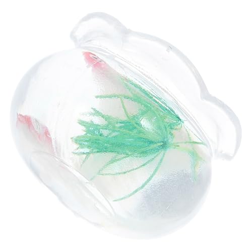 Mobestech Mini Aquarium Miniaturen Puppenhaus Zubehör Miniatur Figuren Puppenhaus Gras Miniatur Zeug Szenen Zubehör Fischglas Aquarium Zubehör Miniatur Dinge Rot PVC von Mobestech