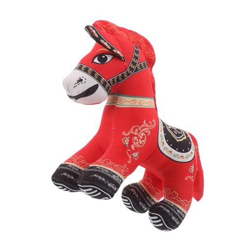 Mobestech Plüsch Pferd Figur Jahr des Pferdes Maskottchen Stofftier Realistische Chinesisches Tierkreiszeichen Pferdepuppe Weiches Samtstoff Kuscheltier für Neujahr Dekoration von Mobestech