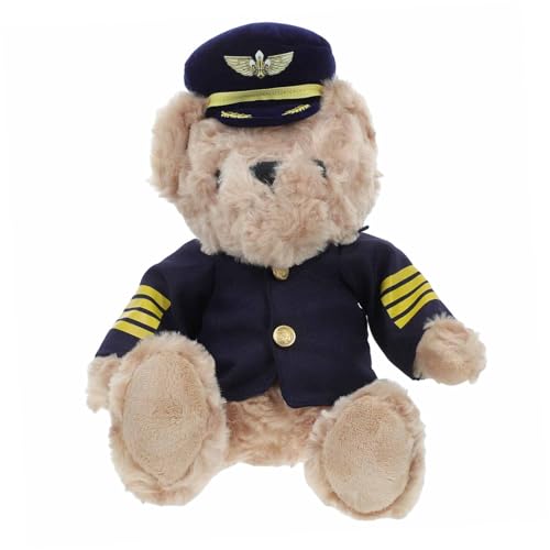 Mobestech Plüschbär ausgestopfter Bär Pilotenkram Pilotenplüsch Babybär Pilot-Plüschtier tragen Kuscheltiere für Jungen PP Baumwolle Brown von Mobestech