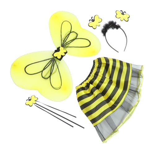 Mobestech Schmetterlingsflügel Kostüm Set für Mädchen Teiliges Fairy Wing Kleidungsset mit Tutu Rock Zauberstab und Haarband für Rollenspiele und Bühnenaufführungen von Mobestech