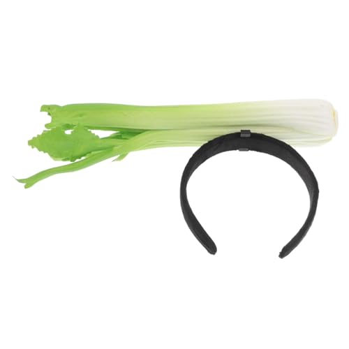Mobestech Sellerie Haarband Halloween-Haarreifen Gemüsefoto Requisiten Realistisches Selleriestirnband Kostümparty -Stirnband Cosplay-Haarreifen Cosplay-Stirnband Eisen Green von Mobestech