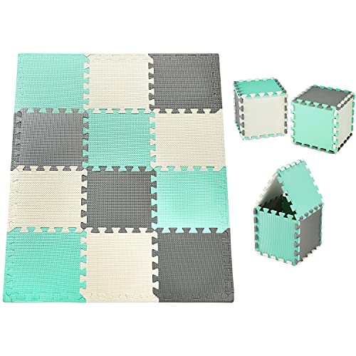 Moby-System Puzzlematte Baby Spielmatte - Schadstofffreie Krabbeldecke für Baby, 120 x 90 x 1,2 cm - Wasserdicht, Geruchlos, Weich - Für Jungen & Mädchen von Moby-System