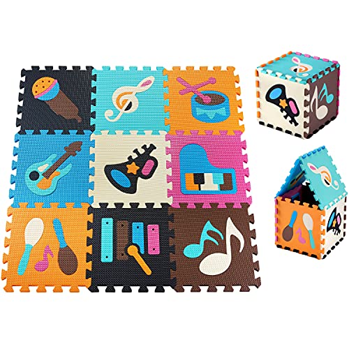 Moby-System Puzzlematte für Babys - Schadstofffreie Baby Spielmatte 90x90 cm - Geruchlose, wasserdichte SpielfläChe mit Bildungsdesigns für Jungen & Mädchen von Moby-System
