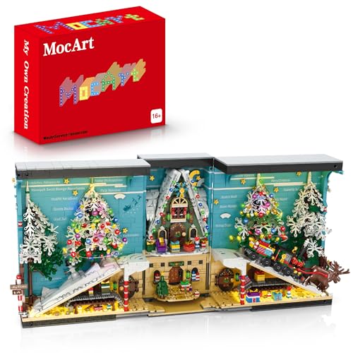 MocArt 66033 Weihnachten Buch Bausteine Satz, 3260 Teile Klemmbausteine, Buchfaltdesign mit LED Licht, Thema Weihnachten, Sammelbare Baustein Set Modelle für Erwachsene, R66033 von MocArt