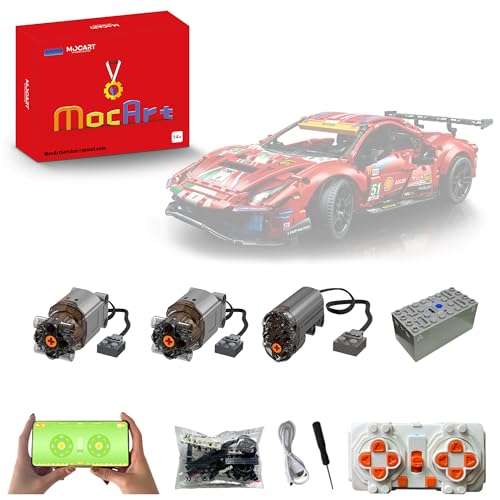 MocArt Motor Pro Upgrade Kit für Lego Technic 42125 Ferrari 488 GTE, Motorset kompatibel mit Lego 42125, Fernbedienung und APP-Dual-Modus (Enthält Keine Modelle) von MocArt