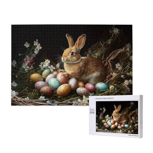 Puzzle 1000 Teile Erwachsene, Hase Legt Ostereier Puzzle, DIY Moderne Wandkunst Dekor, Geeignet Für Geschenke Oder Sammlerstücke von MocArt