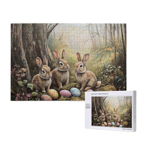 Puzzle 1000 Teile Tiere, Hasen Osterei Puzzel, Puzzle Erwachsene, Puzzles Für Anspruchsvolle Familienaktivitäten von MocArt