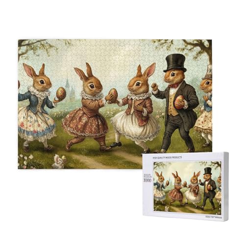 Puzzle 1000 Teile Tiere, Kaninchen Puzzle Für Tierliebhaber, Hase Tanzt Und Hält Ostereier Design, Kreatives Holzpuzzle Mit Ostermotiv Puzzle 1000 Teile Tiere, Kaninchen Puzzle Für Tierliebhaber, Hase Tanzt Und Hält Ostereier Design, Kreatives Holzpuzzle Mit Ostermotiv von MocArt