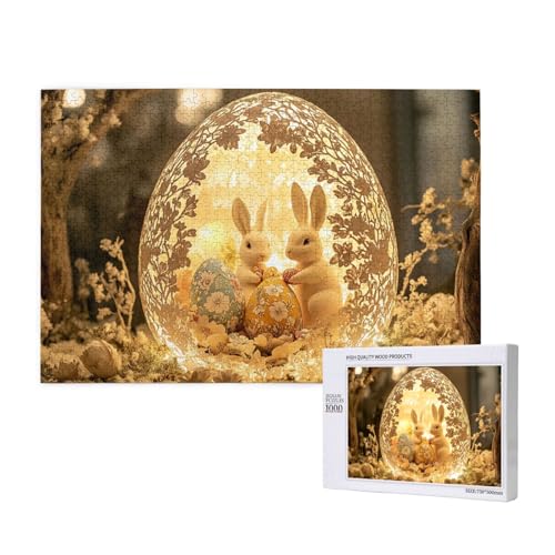 Puzzle 1000 Teile Tiere, Kreatives Holzpuzzle, Hasen Osterei Puzzle, Lernspiel Herausforderung Spielzeug, Heimdekoration Puzzle 1000 Teile Tiere, Kreatives Holzpuzzle, Hasen Osterei Puzzle, Lernspiel Herausforderung Spielzeug, Heimdekoration von MocArt