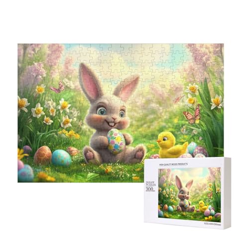 Puzzle 300 Teile Tiere, Fantasie-Kunst-Puzzle, Niedlicher Hase Hält Osterei-Puzzles, Für Erwachsene Und Kinder Ab 14 Jahren von MocArt