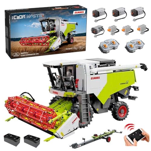 MocSpaß C61508W Technik Mähdrescher für CADA CLAAS Dominator 370 Traktor, 4560+ Teile Technik 1:17 Groß Harvester mit M0T0R, Technik Traktor Bausatz MOC KIemmbausteine Set für Kinder Erwachsene von MocSpaß