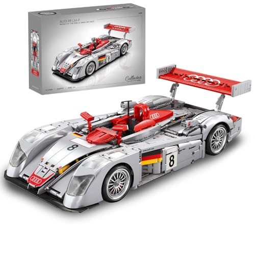 MocSpaß Technik Auto für Audi R8 LMP 2000 Rennauto, Technik MOC R8 Auto, 2426 KIemmbausteine Technik Rennwagen für Kinder, Erwachsene, Baumeister, YC-23044 (OHNE M0T0R Set) von MocSpaß